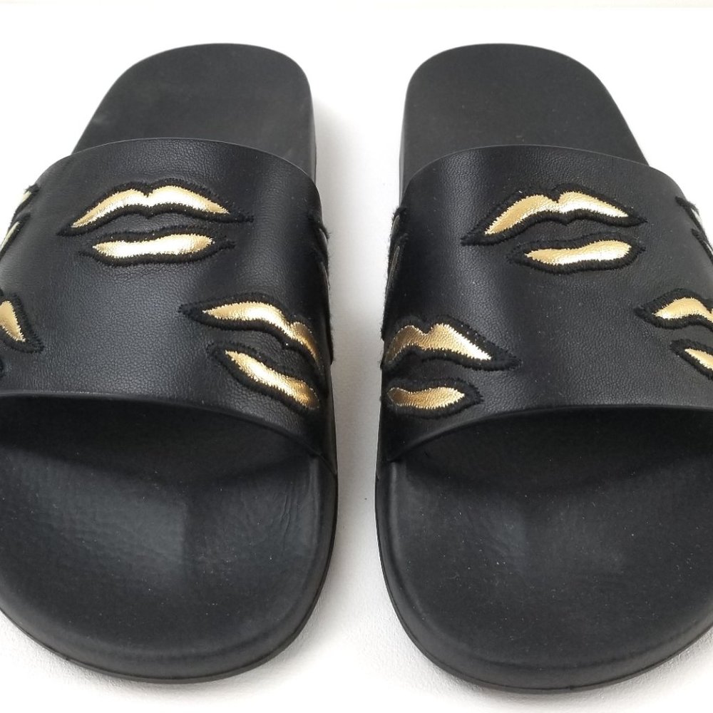 Givenchy Black Rubber Slide with Lips Embroideries